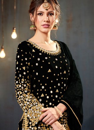 Black Designer Patiala Salwar Kameez