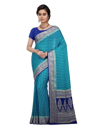Blue Art Banarasi Silk Designer Traditional Saree