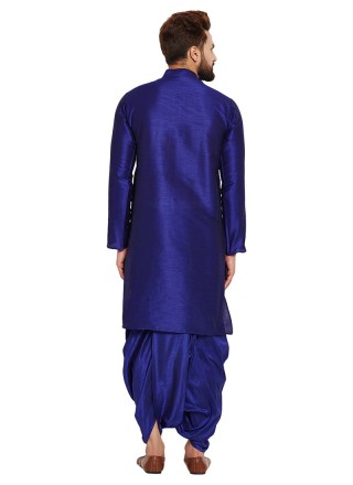 Blue Art Dupion Silk Mehndi Kurta Pyjama