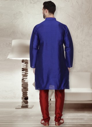 Blue Dupion Silk Kurta Pyjama