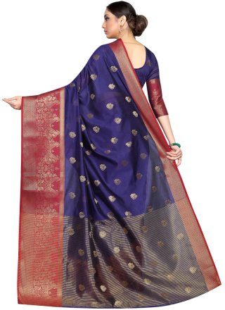 Blue Fancy Fabric Traditional Saree
