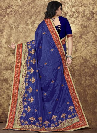 Blue Patch Border Traditional Saree