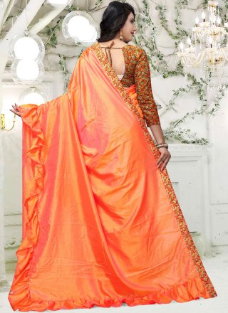 Border Orange Silk Trendy Saree