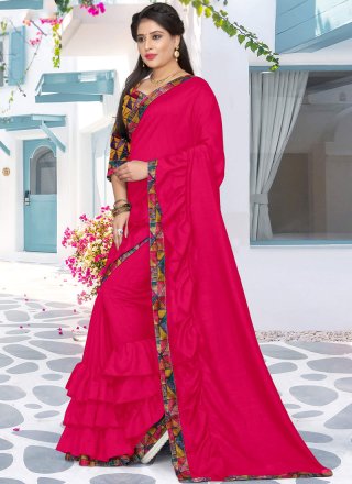 Border Silk Rose Pink Trendy Saree