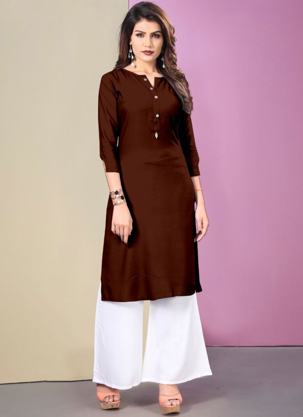 Jillmil Kurti  Chocolate Brown  The Stitches  Made In Madras