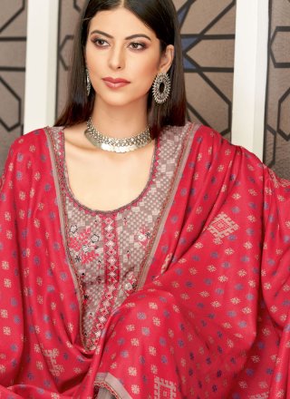 Brown Embroidered Pashmina Designer Palazzo Suit