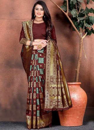 Brown Festival Silk Trendy Saree