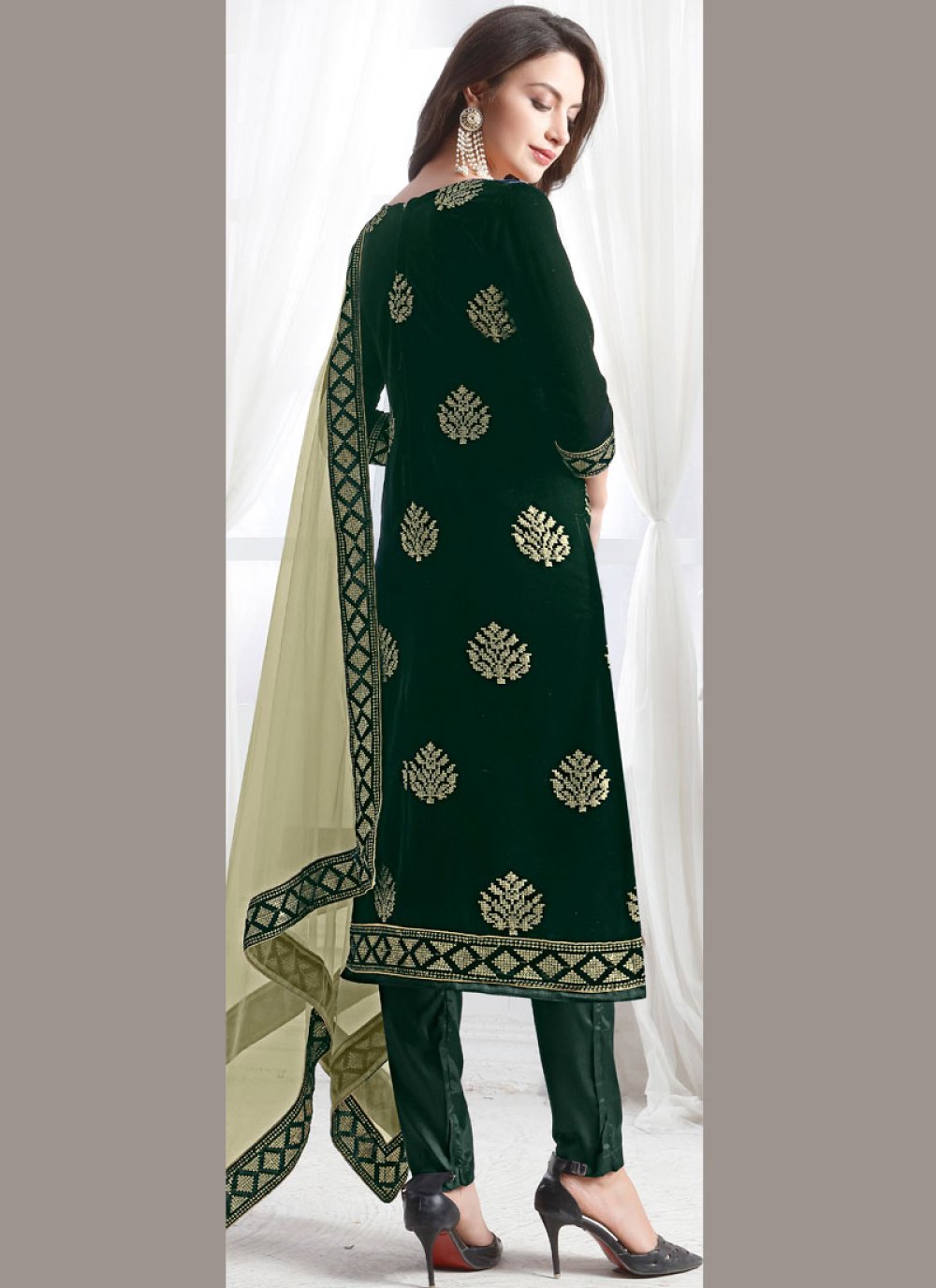 velvet churidar material