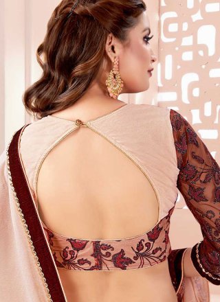 Classic Designer Saree Thread Fancy Fabric in Cream