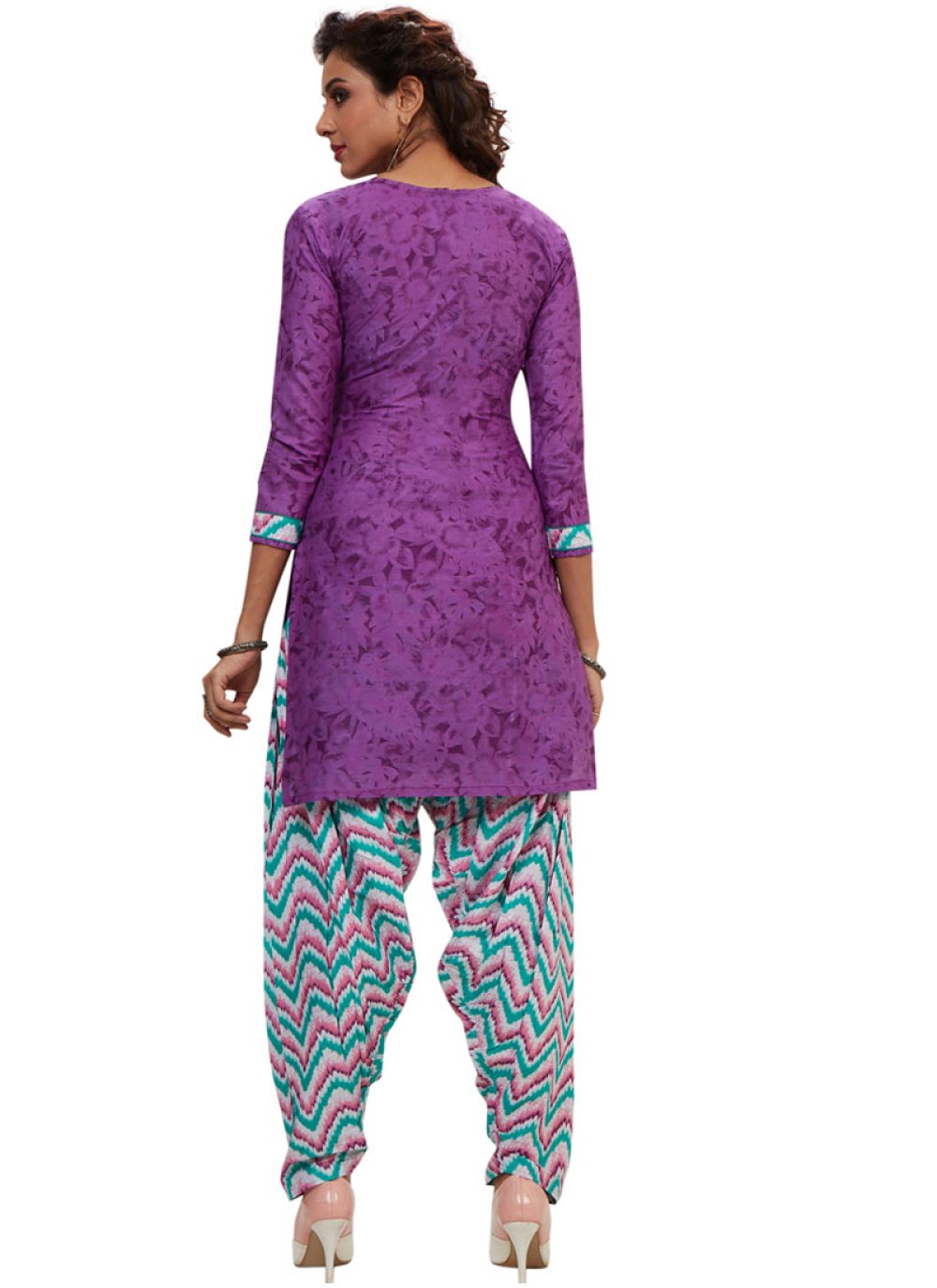 Buy Cotton Lavender Patiala Salwar Suit : 124093