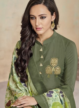 Cotton Green Fancy Readymade Suit
