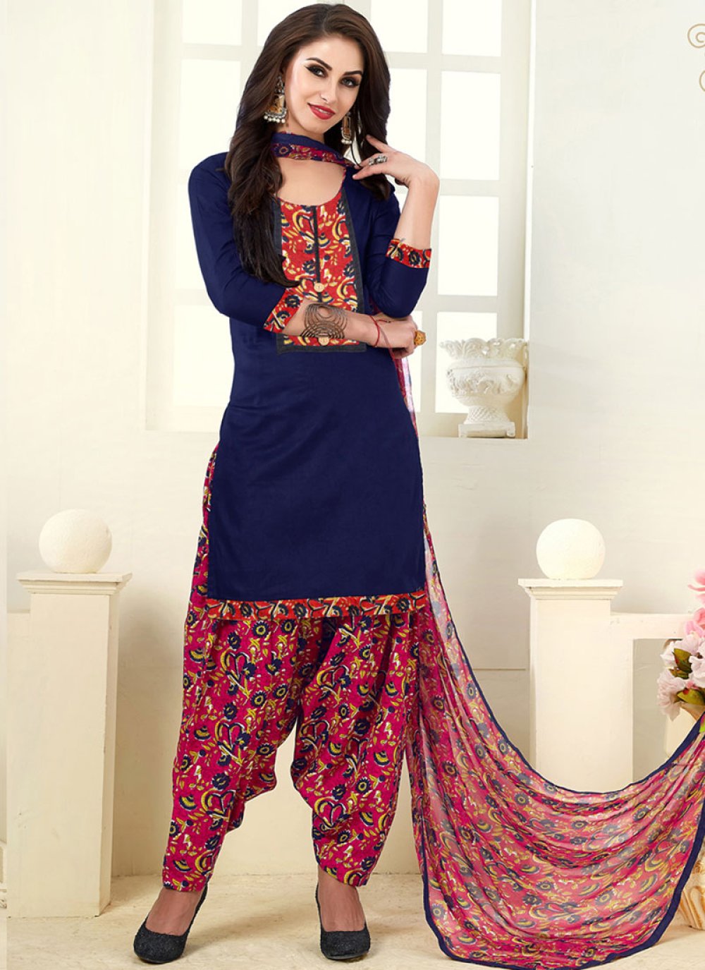 Blue Embroidered Punjabi Suit Set 5306SL03