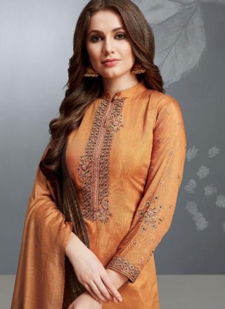 Cotton Palazzo Designer Salwar Kameez in Orange