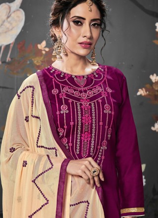 Cotton Silk Designer Patiala Salwar Kameez in Purple
