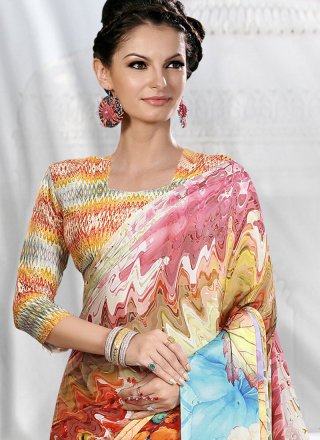 Crepe Silk Multi Colour Printed Trendy Saree