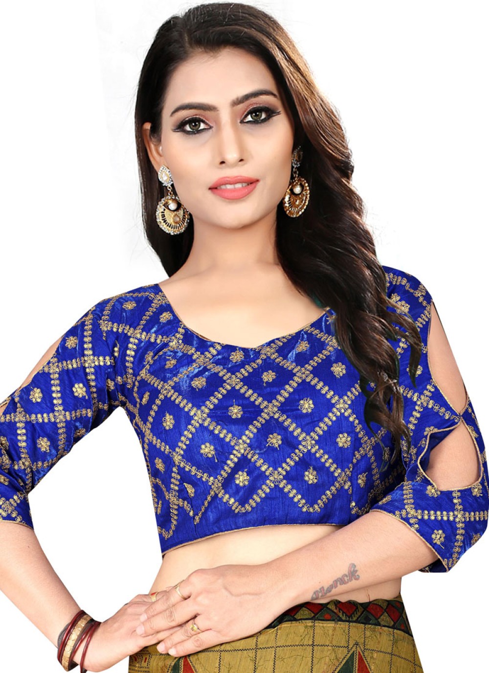 Delightful Blue Color Designer Blouse With Embroidery work