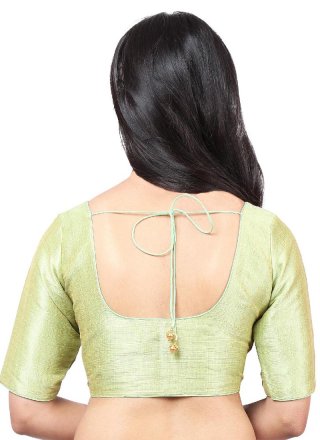 Designer Blouse Plain Malbari Silk  in Green