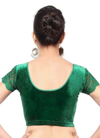Designer Blouse Plain Velvet in Green