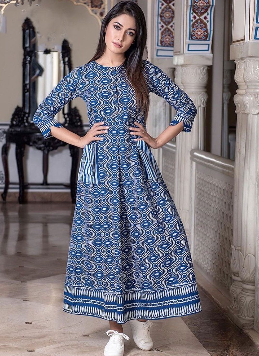 Blue Floral Print And Sequence Work Crepe Style Gown  Indian Heavy  Anarkali Lehenga Gowns Sharara Sarees Pakistani Dresses in  USAUKCanadaUAE  IndiaBoulevard