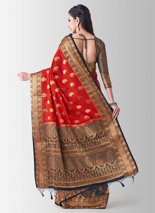 Designer Traditional Saree Zari Art Silk in Red
