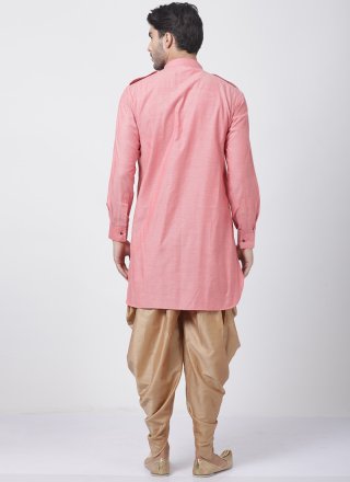 Dhoti Kurta Plain Blended Cotton in Pink