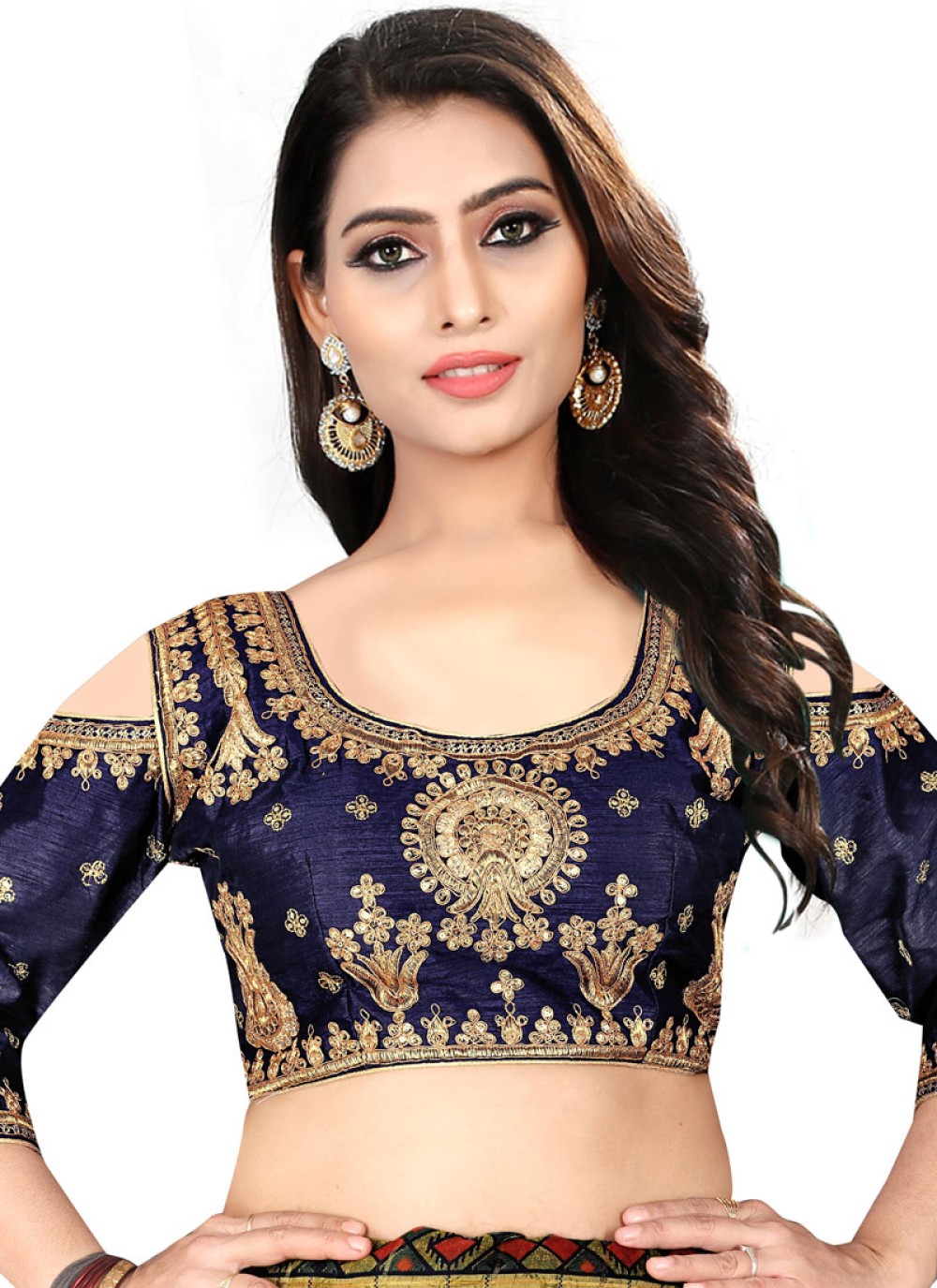 Elegant Navy Blue Color Blouse With Embroidery Work