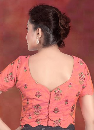 Embroidered Art Banarasi Silk Designer Blouse in Pink