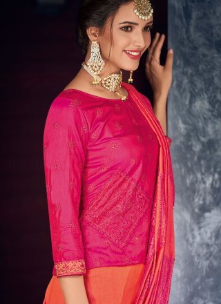 Embroidered Art Silk Designer Saree in Multi Colour