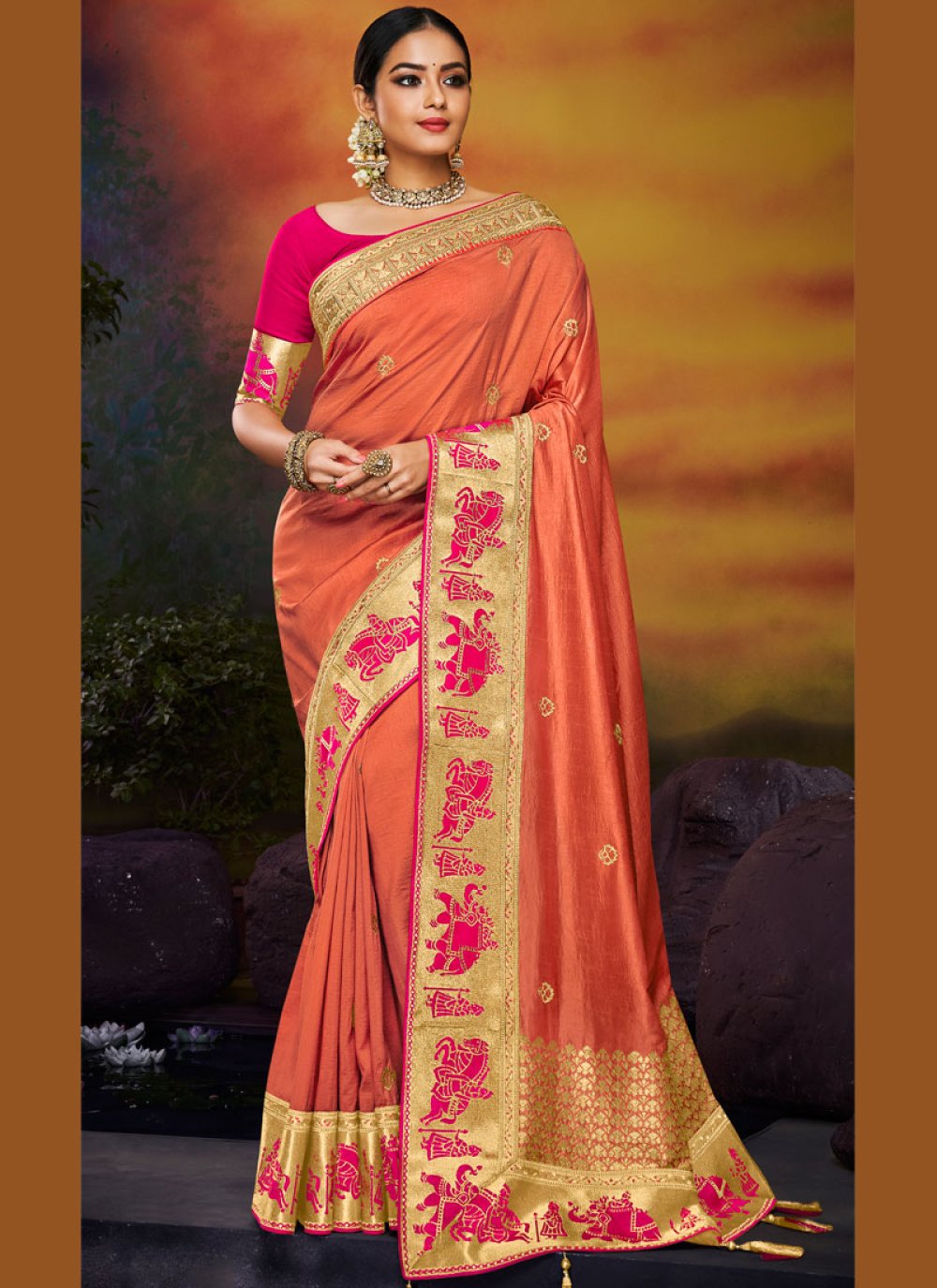 Embroidered Art Silk Traditional Saree