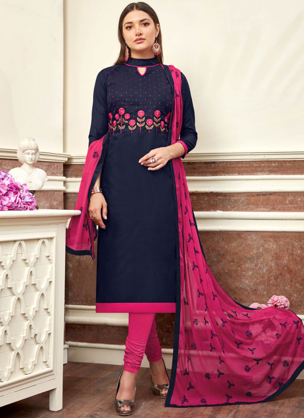 dark blue colour churidar