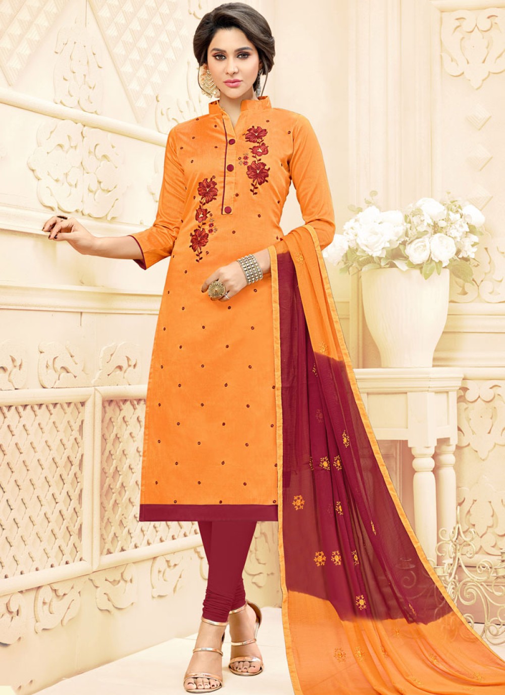 Orange salwar suit online hotsell