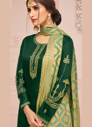 Embroidered Cotton Silk Churidar Salwar Suit