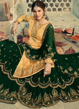 Embroidered Faux Georgette Palazzo Salwar Suit
