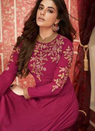 Embroidered Faux Georgette Trendy Anarkali Salwar Suit