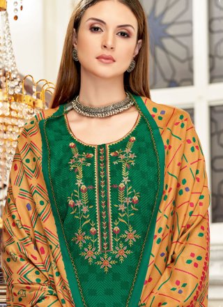 Embroidered Green Designer Palazzo Suit 