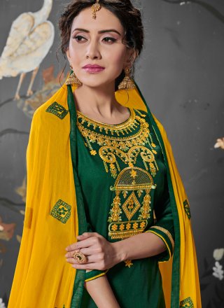 Embroidered Green Designer Patiala Salwar Kameez 