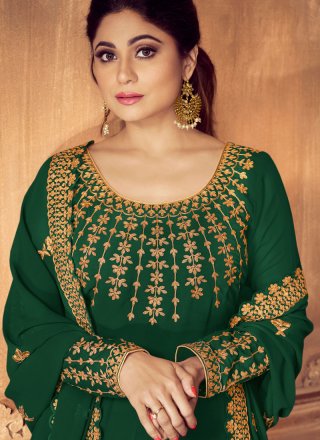 Embroidered Green Faux Georgette Trendy Anarkali Suit