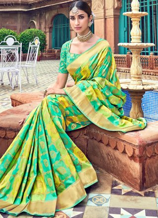 Embroidered Green Traditional Saree