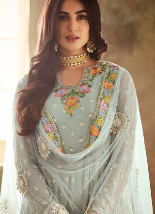 Embroidered Mehndi Anarkali Suit
