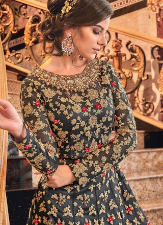 Embroidered Net Trendy Anarkali Suit