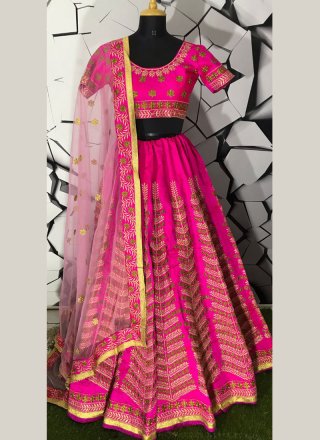 Embroidered Pink Malbari Silk  Designer Lehenga Choli