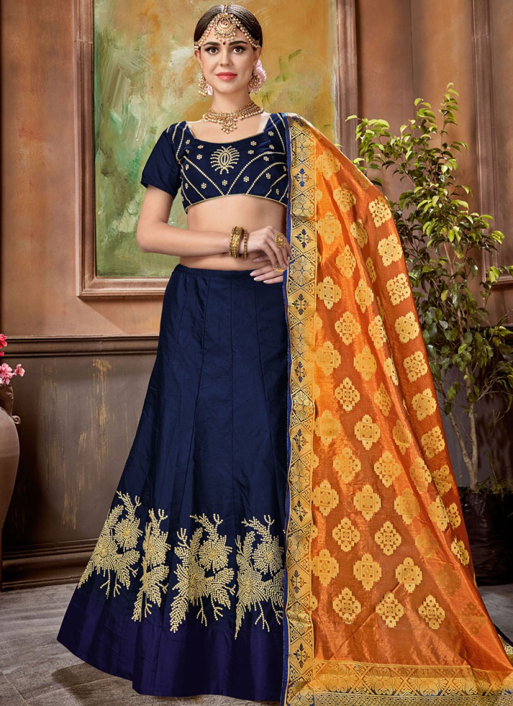 navy blue choli designs