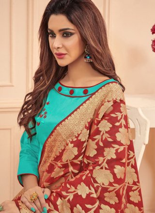 Embroidered Turquoise Designer Straight Salwar Suit 