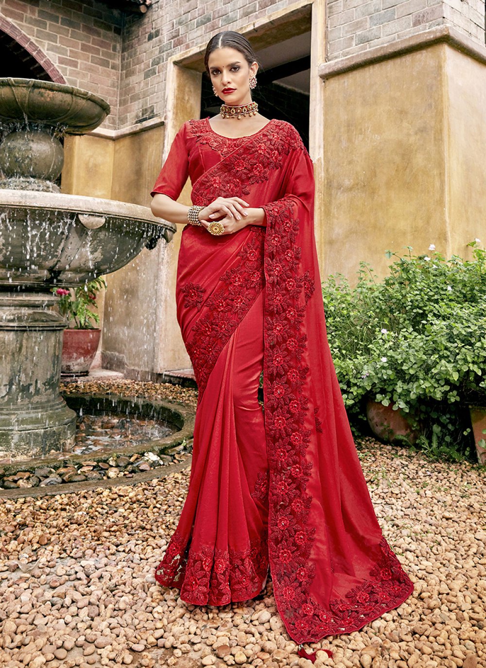 Buy Embroidered Wedding Classic Designer Saree Online : 103898