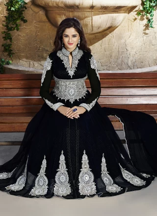 Stylish And Trendy Fabulous Plain, Embroidered designer Casual Gowns |  Cotton anarkali dress, Cotton long dress, Black saree designs
