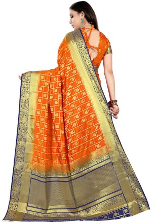 Fancy Fabric Orange Traditional Saree