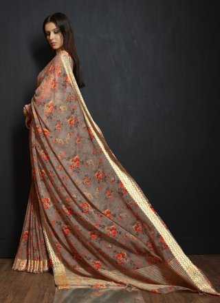 Fancy Fabric Printed Saree in Multi Colour