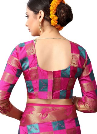 Fancy Fabric Woven Hot Pink Traditional Saree