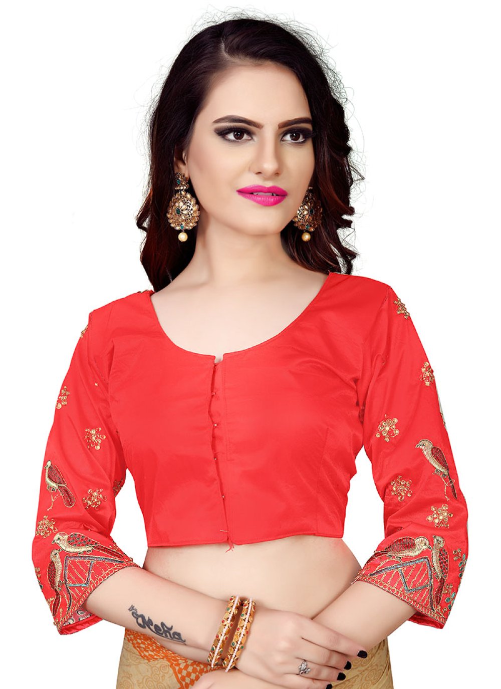 red designer blouse online