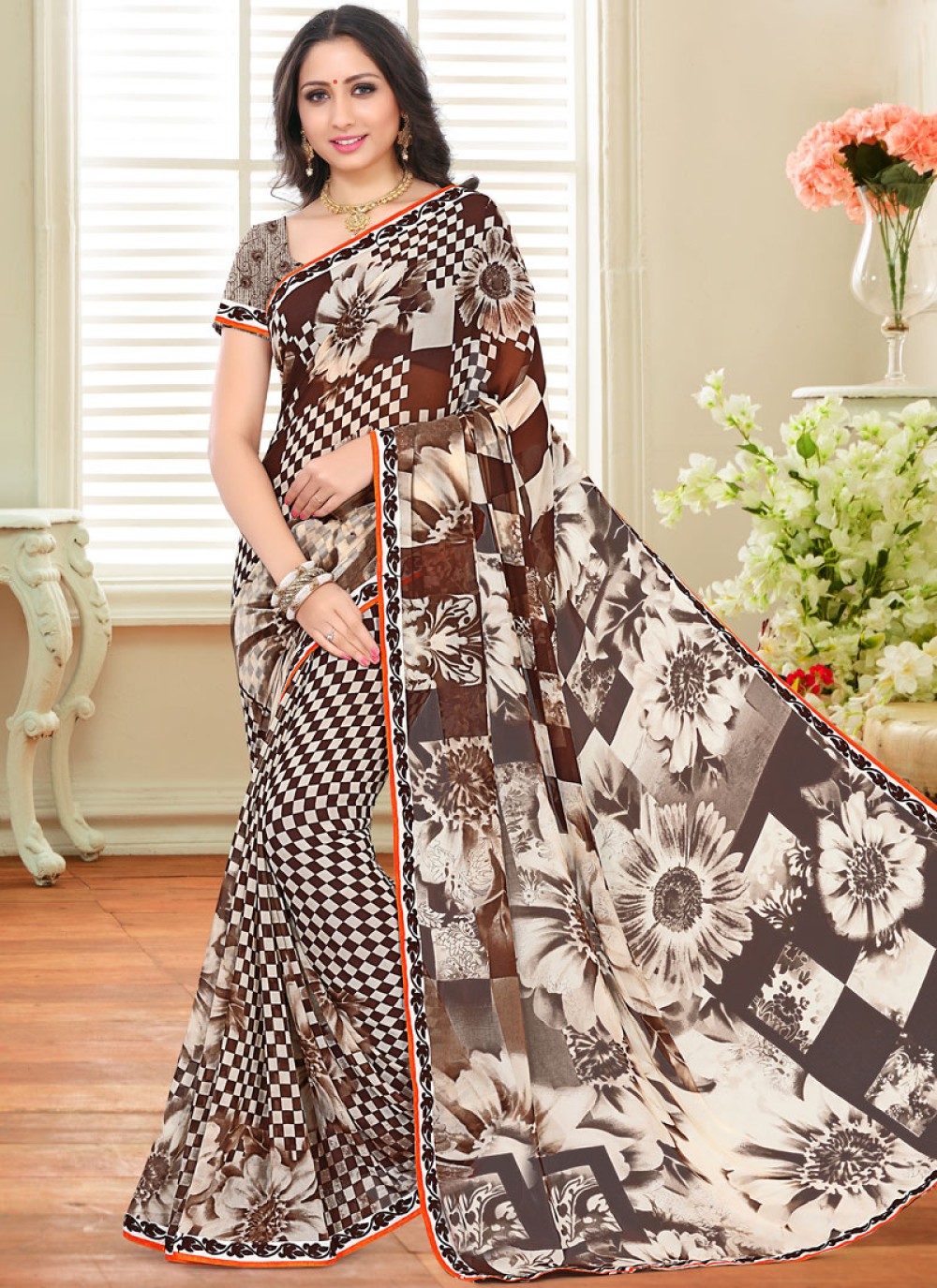 Faux Georgette Abstract Print Printed Saree